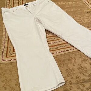 Talbots crop jeans, white, cotton blend, flare leg, 12P